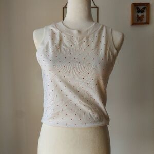 Vintage Deadstock White And Red Polka Dot Sleeveless Top Mervick/Lajate Medium